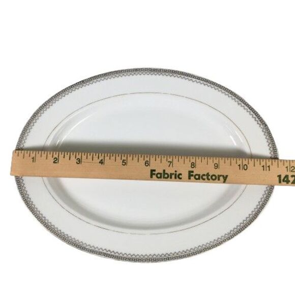 Vtg Noritake China Oval Platter Keyboard Black Greek Key Design with Gold Trim - Picture 7 of 7